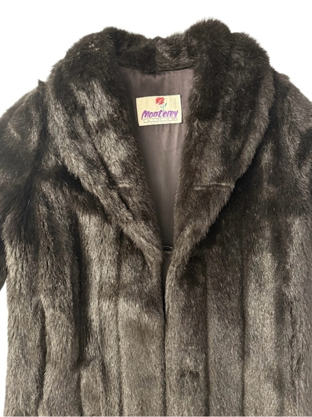 Monterey Fashions Long Black Faux Fur Long Coat - Classic Women's Outerwear - Picture 5 of 11